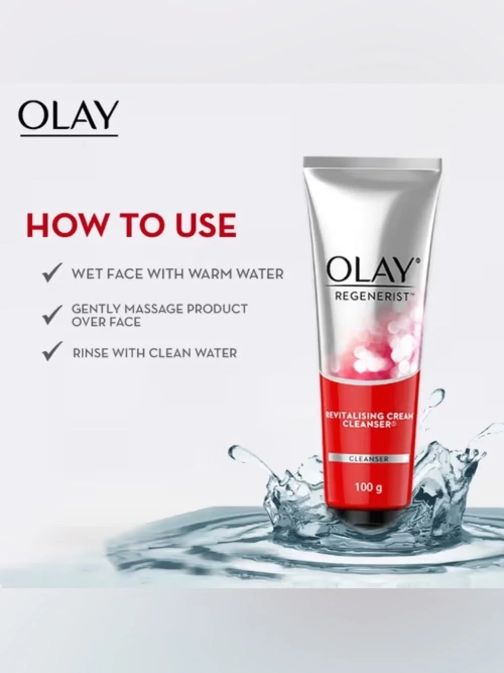 TWO (2) OLAY Regenerist Revitalising Cream Cleanser - Red and Silver Tubes 100g